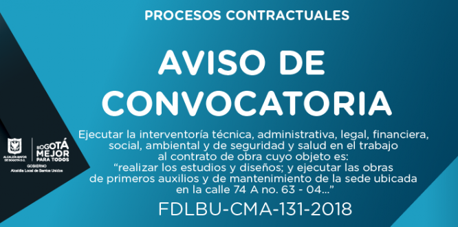 Aviso de convocatoria FDLBU-CMA-131-2018