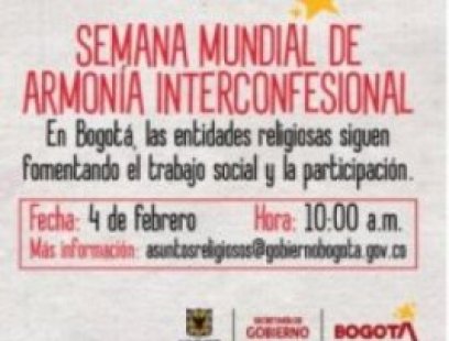 Bogotá celebra la Semana Mundial de la Armonía Interconfesional